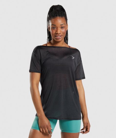 Women's Gymshark Training Oversized Top T-Shirts Black | CA 5078AD